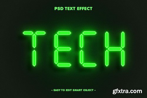 Futuristic 3D Green Light Tech Text Effect AADSJAZ