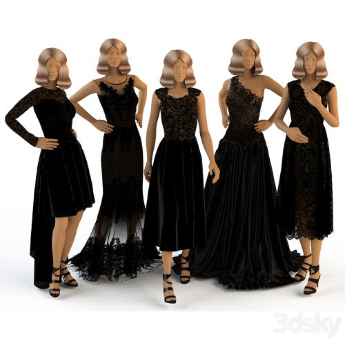 Women's evening dresses on mannequins