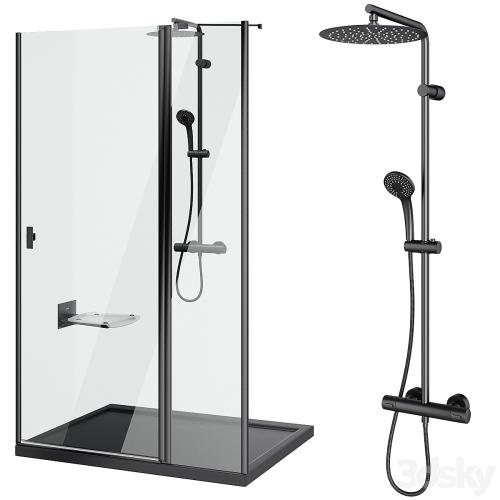 Shower doors Radaway Nes 8 Black set 140