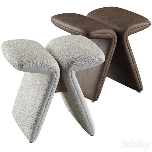 Butterfly stool leather and boucle