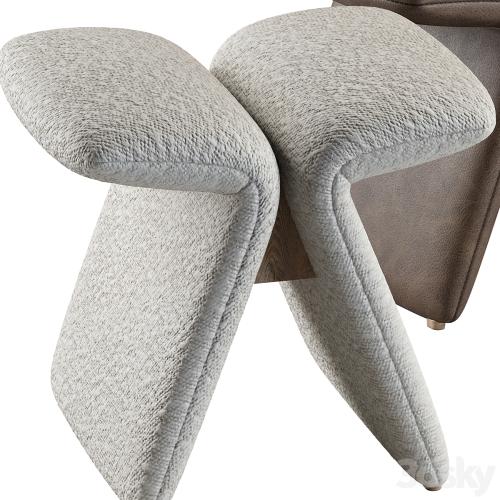 Butterfly stool leather and boucle