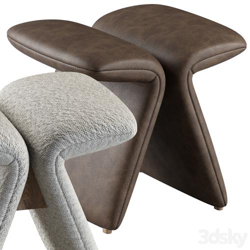 Butterfly stool leather and boucle