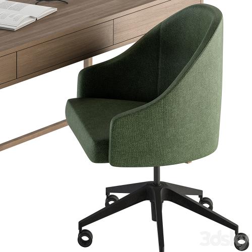 Home Office Green and Wood Set - Office Furniture 329