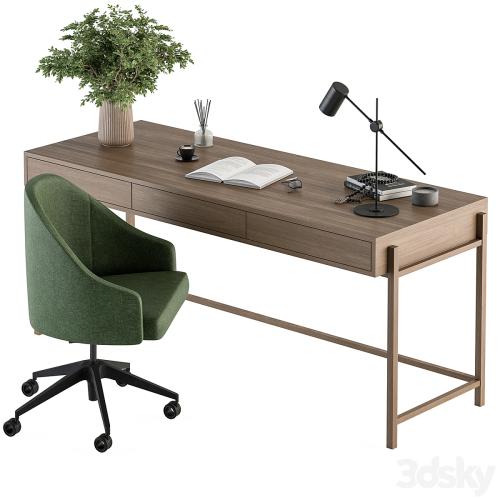 Home Office Green and Wood Set - Office Furniture 329