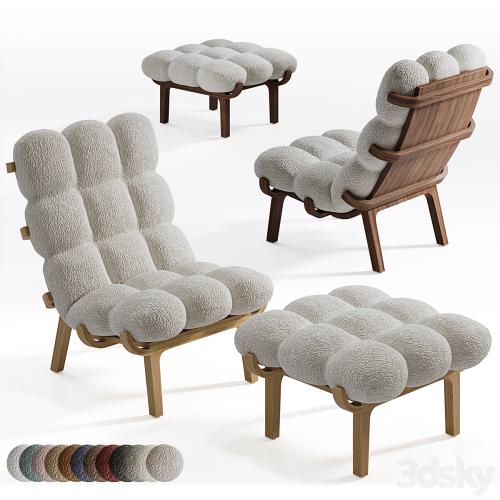 Armchair and pouffe NUAGE by SOLLEN