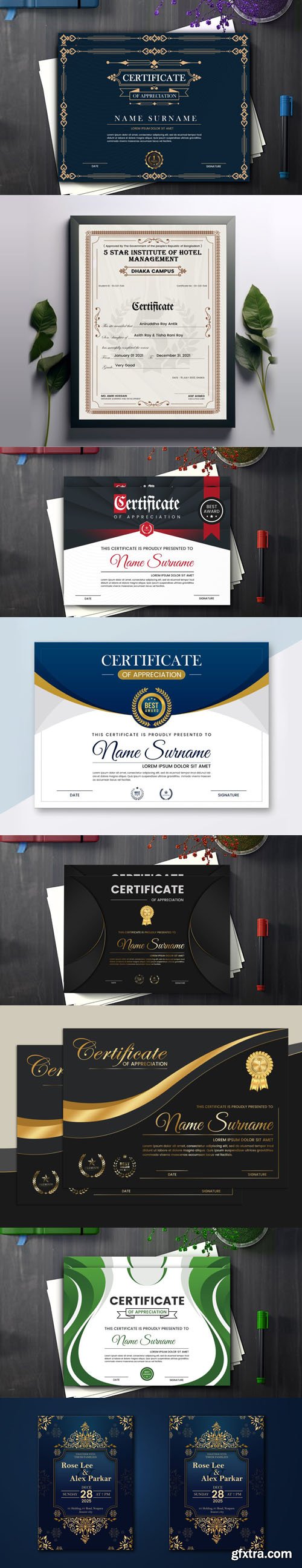 Elegant Achievement Certificates  - PSD Templates Collection