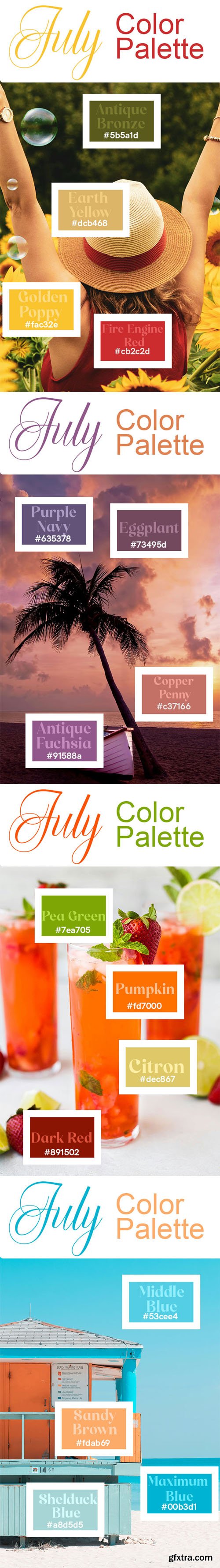 July Color Palette Swatches for Photoshop