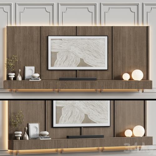 TV wall in neoclassical style with decor 08