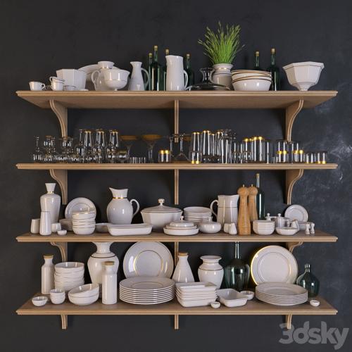 Shelves with dishes