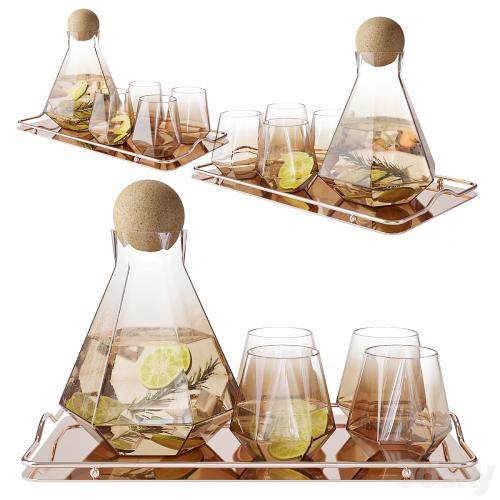 Geometric Glass Decanter Set