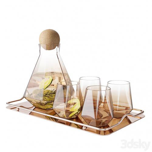 Geometric Glass Decanter Set