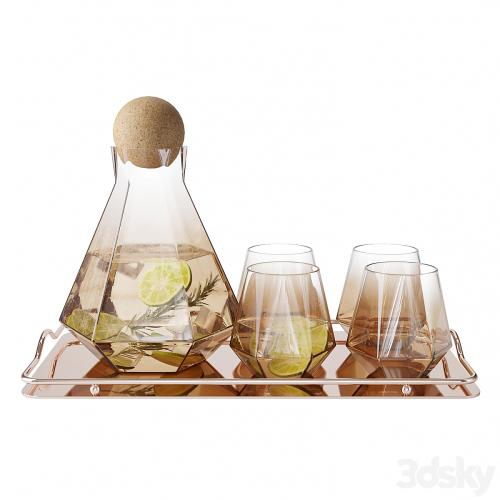 Geometric Glass Decanter Set