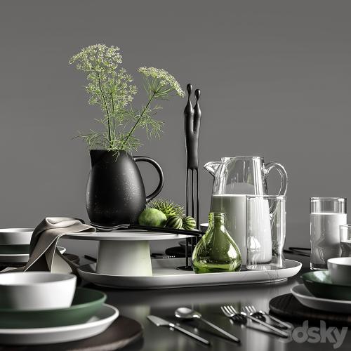 Table setting in white colors