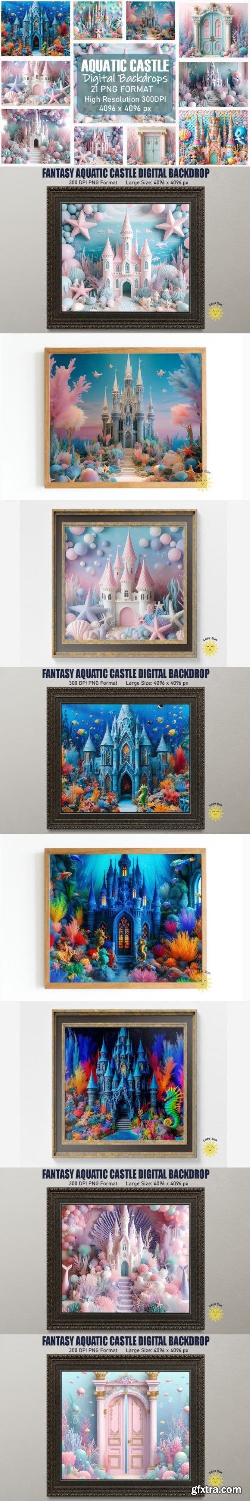 Fantasy Aquatic Castle Digital Backdrop