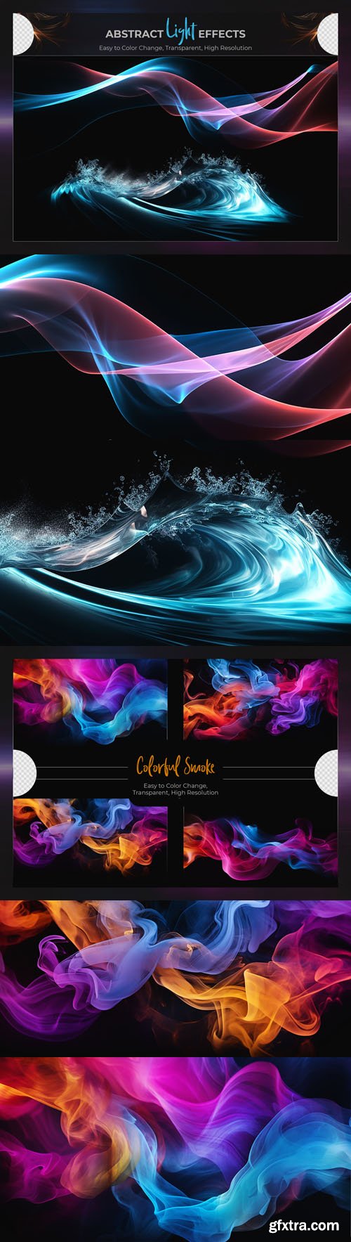 Colorful Abstract Light & Smoke Effects PSD Templates