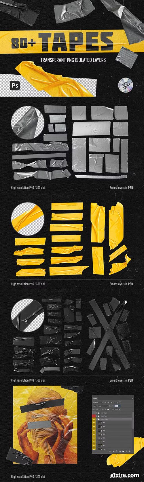 80+ Tapes PSD Templates - Transparent PNG Isolated Layers