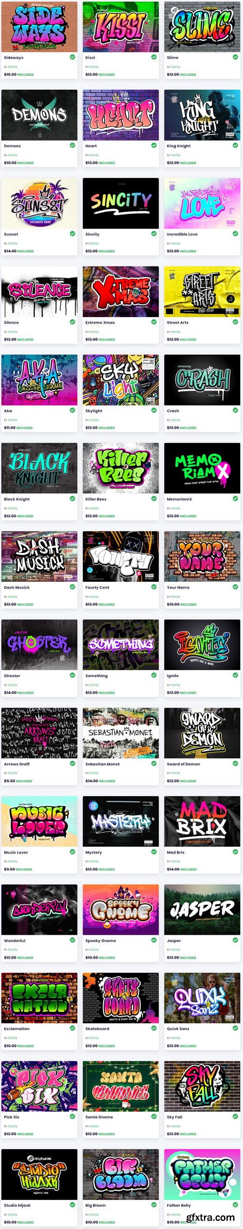 The Graffiti Font Bundles - 42 Premium Fonts & 1 Premium Graphics