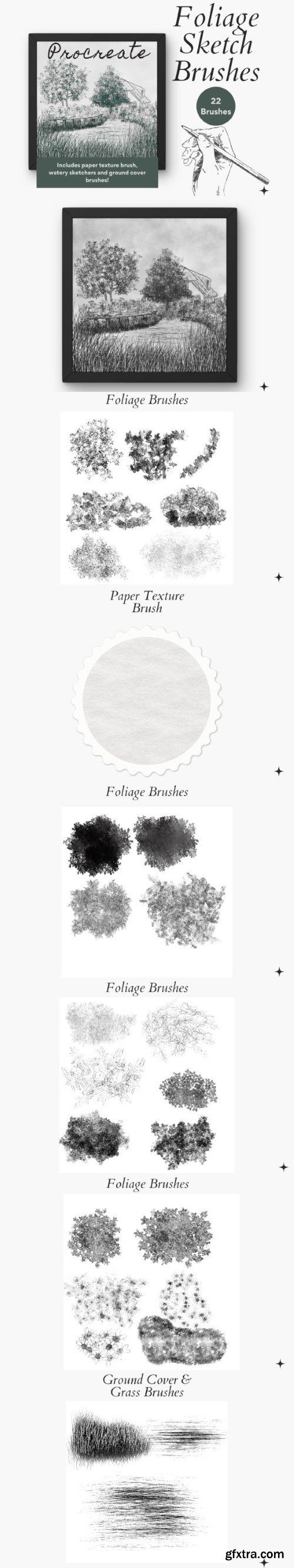 Procreate Foliage Sketch Brushes X 22