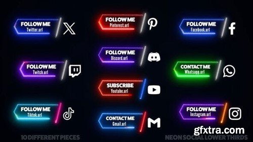 Videohive Neon Social Media Lower Thirds 53340174