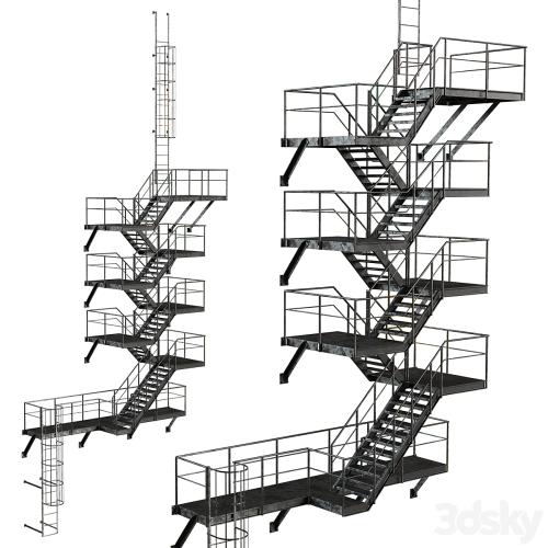 Metal Outdoor Fire Escape Stairs