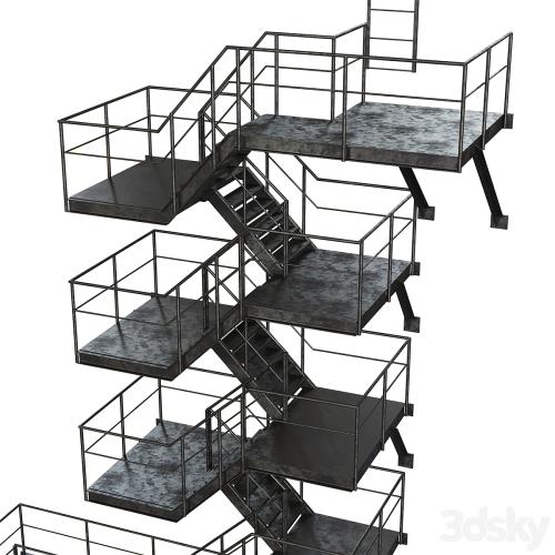 Metal Outdoor Fire Escape Stairs