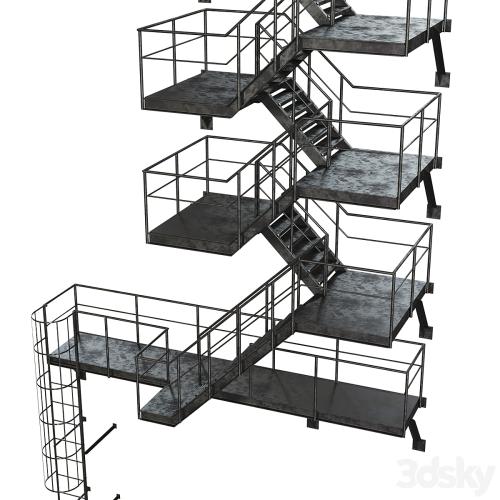 Metal Outdoor Fire Escape Stairs