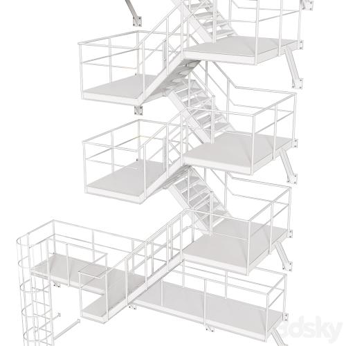 Metal Outdoor Fire Escape Stairs