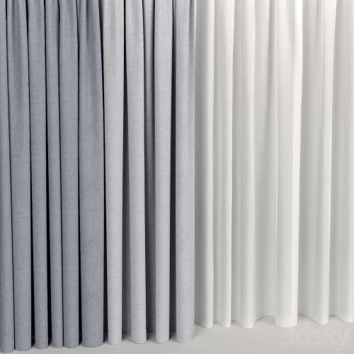 Wide curtains in two colors with tulle.