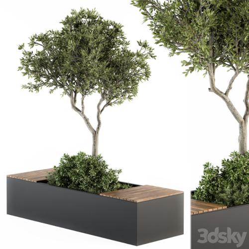 Urban Furniture / Architecture Bench with Plants- Set 23