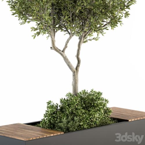 Urban Furniture / Architecture Bench with Plants- Set 23