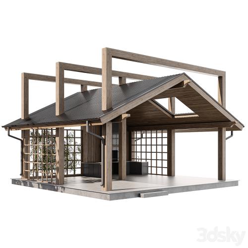 Large gazebo with barbecue