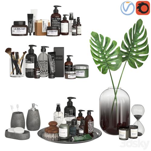 Bathroom Decor Accessories and Cosmetics - Dark