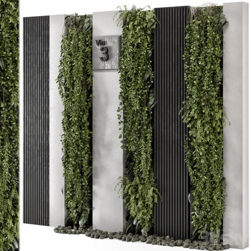 Outdoor Wall Vertical Garden in Concrete Base - Set 1047