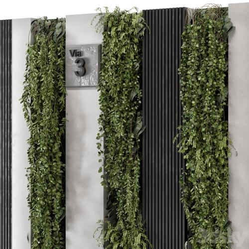 Outdoor Wall Vertical Garden in Concrete Base - Set 1047