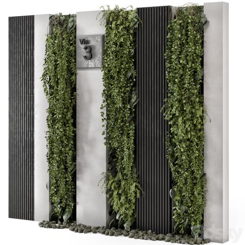 Outdoor Wall Vertical Garden in Concrete Base - Set 1047