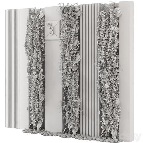 Outdoor Wall Vertical Garden in Concrete Base - Set 1047