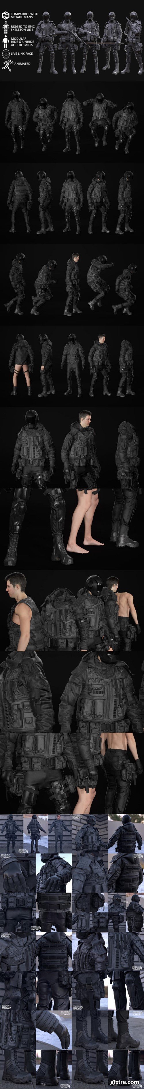 Man – Military Outfit 5 – Modular – Rigged – Animated