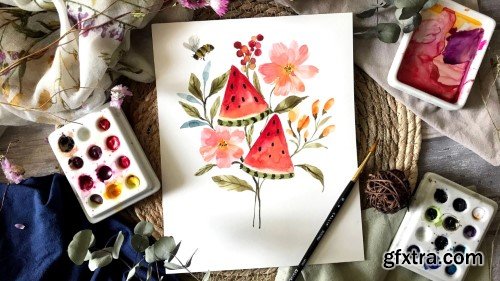 Fresh and Modern Watercolors: Paint a Stunning Fruit and Floral Arrangement