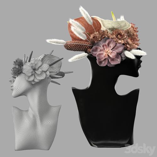 Mannequin Head Bust with a bouquet