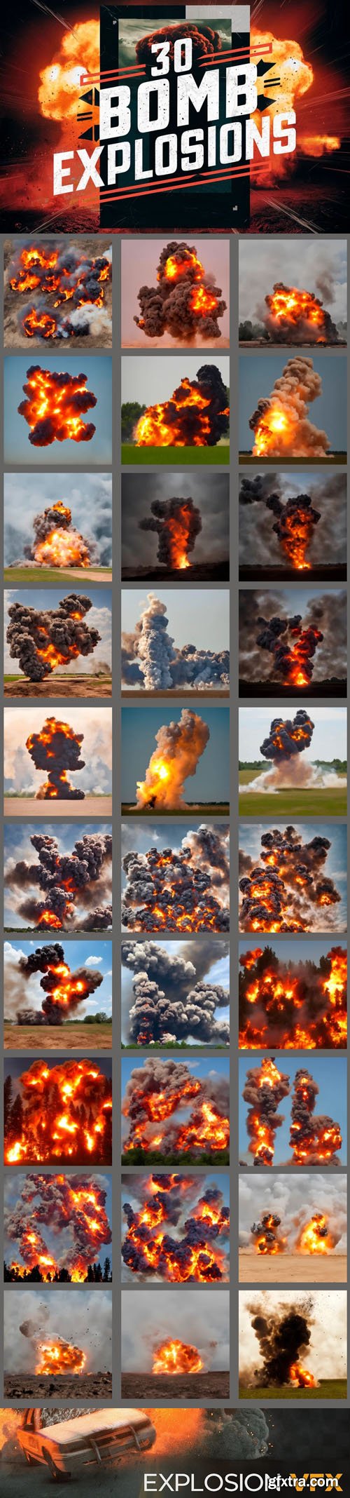 30 Bomb Explosion Overlays for Photoshop