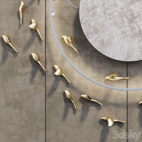 Decorative panel_Birds Gold 6