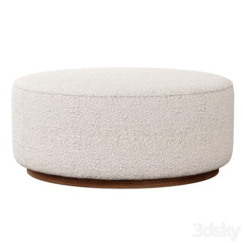 Sinclair Large Round Boucle Ottoman Whistler Oyster Suede by Four Hands