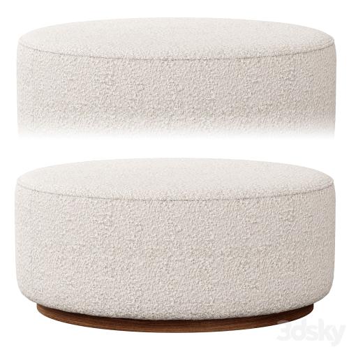 Sinclair Large Round Boucle Ottoman Whistler Oyster Suede by Four Hands