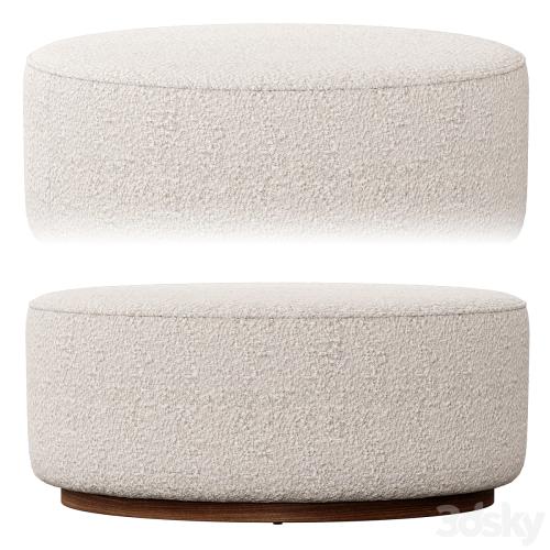 Sinclair Large Round Boucle Ottoman Whistler Oyster Suede by Four Hands