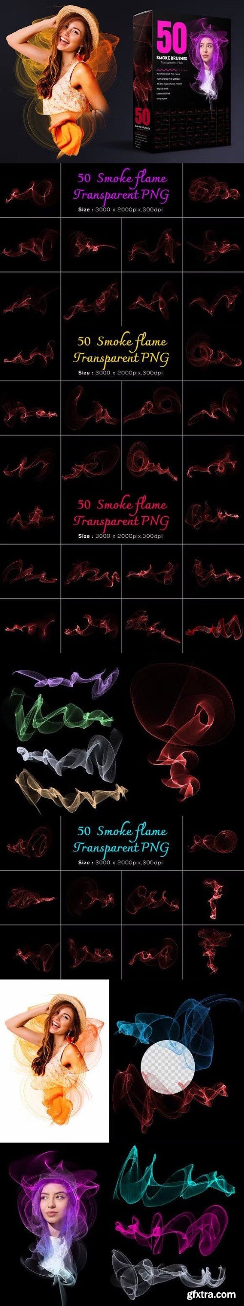 Smoke Fire Flame PNG Brush Set