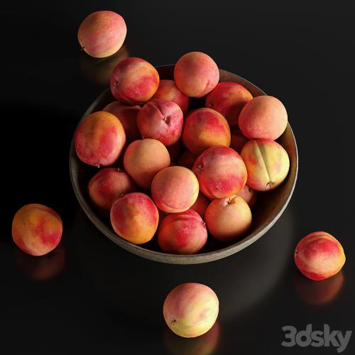 Peaches in a Ceramic Bowl