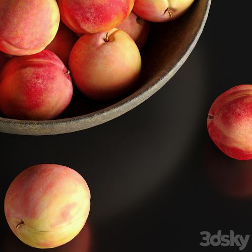 Peaches in a Ceramic Bowl