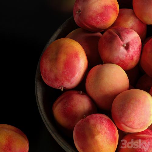 Peaches in a Ceramic Bowl