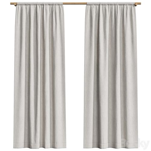 Linen curtains on a wooden cornice