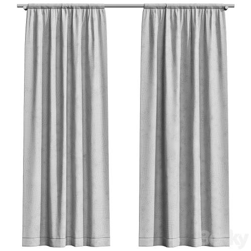 Linen curtains on a wooden cornice